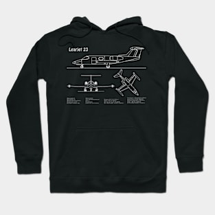 Learjet 23 - Airplane Blueprint Plan - PDpng Hoodie